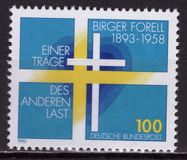 [The 100th Anniversary of the Birth of Birger Forell, Swedish Theologian, type BDJ]