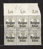 [German Empire Postage Stamps Surcharged "F and Cent" & Overprinted "Belgien", type B]