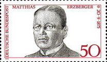 [The 100th Anniversary of the Birth of Matthias Erzberger, Polititian, type YF]