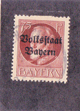 [Overprinted "Volksstaat Bayern", type N12]