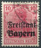 [German Empire Postage Stamps Overprinted "Freistaat Bayern", type O4]