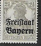 [German Empire Postage Stamps Overprinted "Freistaat Bayern", type O]