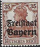 [German Empire Postage Stamps Overprinted "Freistaat Bayern", type O8]