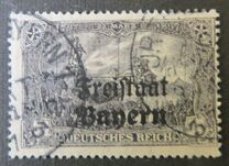 [German Empire Postage Stamps Overprinted "Freistaat Bayern", type O14]