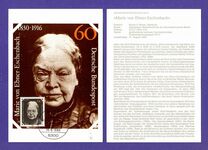 [The 150th Anniversary of the Birth of Marie von Ebner Eschenbach, Writer, type AFO]