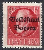 [Overprinted "Volksstaat Bayern", type N3]