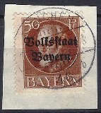 [Overprinted "Volksstaat Bayern", type N10]