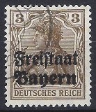 [German Empire Postage Stamps Overprinted "Freistaat Bayern", type O1]