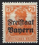 [German Empire Postage Stamps Overprinted "Freistaat Bayern", type O3]