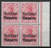 [German Empire Postage Stamps Overprinted "Freistaat Bayern", type O4]