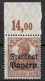 [German Empire Postage Stamps Overprinted "Freistaat Bayern", type O8]