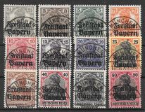 [German Empire Postage Stamps Overprinted "Freistaat Bayern", type O]