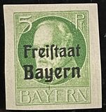 [King Ludwig III Overprinted "Freistaat Bayern", type P1]