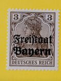 [German Empire Postage Stamps Overprinted "Freistaat Bayern", type O1]