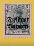 [German Empire Postage Stamps Overprinted "Freistaat Bayern", type O2]