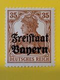 [German Empire Postage Stamps Overprinted "Freistaat Bayern", type O8]