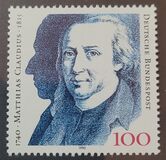 [The 250th Anniversary of the Birth of Matthias Claudius, Poet, type AUU]