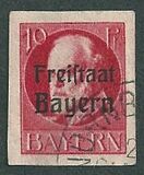 [King Ludwig III Overprinted "Freistaat Bayern", type P3]