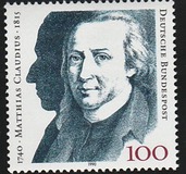 [The 250th Anniversary of the Birth of Matthias Claudius, Poet, type AUU]