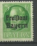 [King Ludwig III Overprinted "Freistaat Bayern", type P1]