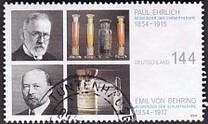 [The 150th Anniversary of the Birth of Nobel Prize Winners Paul Ehrlich & Emil Adolph von Behring, tip CDR]