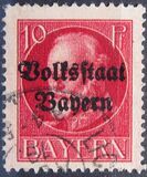 [Overprinted "Volksstaat Bayern", type N3]