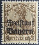 [German Empire Postage Stamps Overprinted "Freistaat Bayern", type O1]